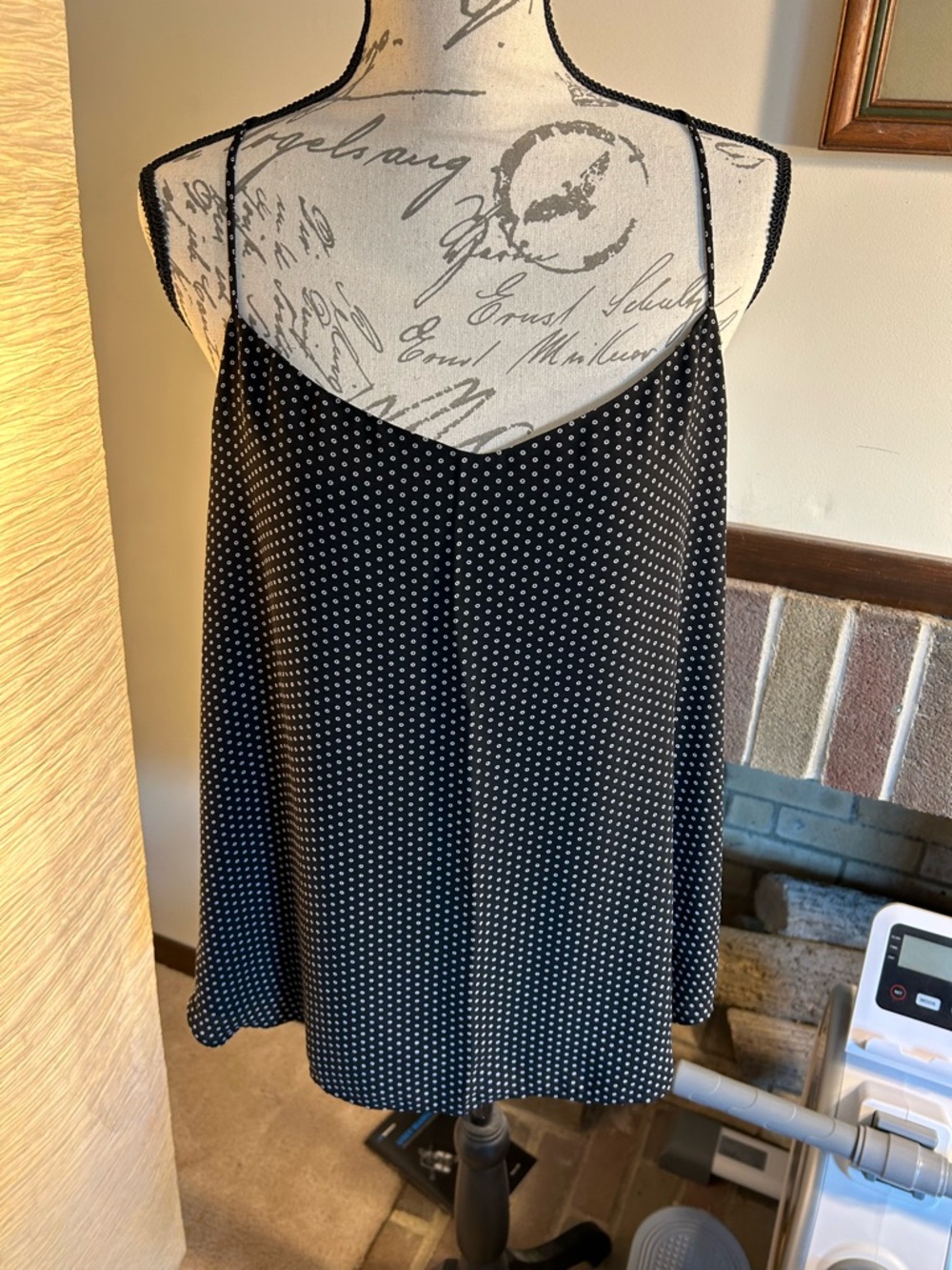 LOFT Black Polka Dot Spaghetti Strap Tank